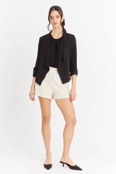BLAZER MANGA DETALLE DRAPEADO NEGRO NICOPOLY - 2
