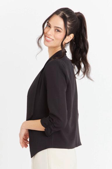 BLAZER MANGA DETALLE DRAPEADO NEGRO NICOPOLY - 3