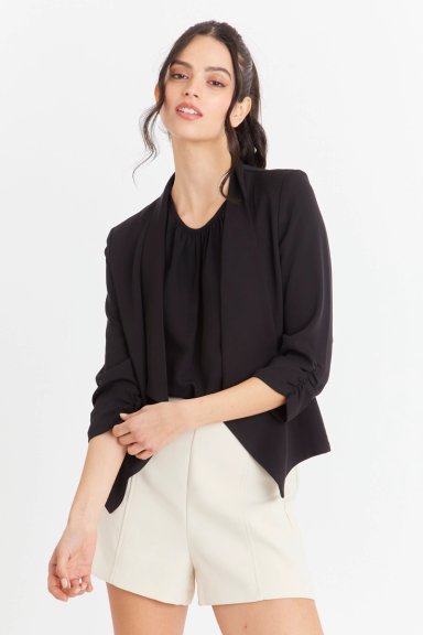 BLAZER MANGA DETALLE DRAPEADO NEGRO NICOPOLY - 5