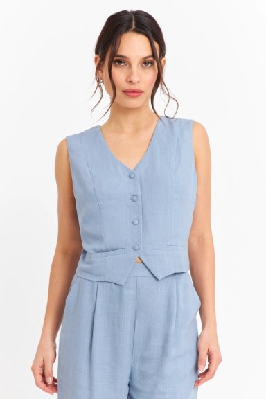 GILET MEZCLA LINO CELESTE NICOPOLY - 1