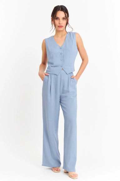 GILET MEZCLA LINO CELESTE NICOPOLY - 2