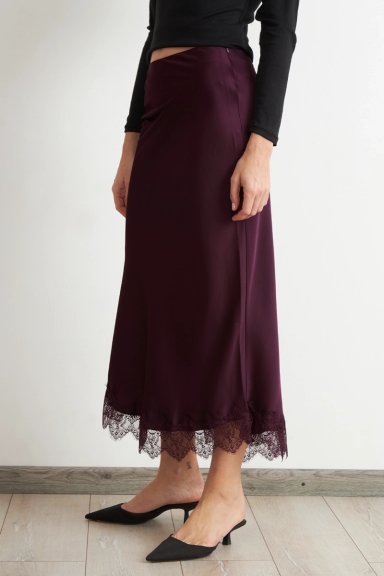 FALDA SATIN ENCAJE EN RUEDO BURDEO NICOPOLY - 3