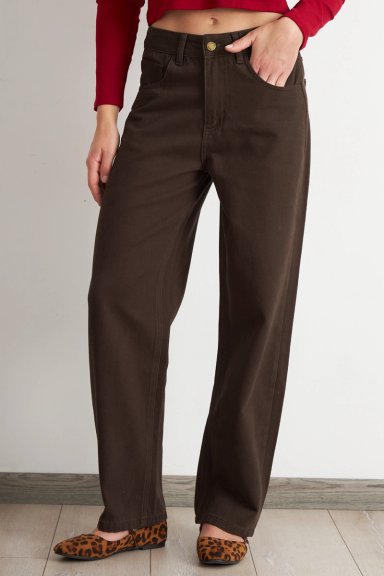 JEANS RECTOS TIRO ALTO CAFE  NICOPOLY - 1