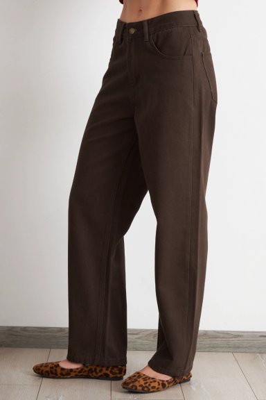 JEANS RECTOS TIRO ALTO CAFE  NICOPOLY - 3