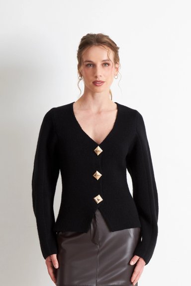 CARDIGAN MANGA GLOBO NEGRO NICOPOLY - 1