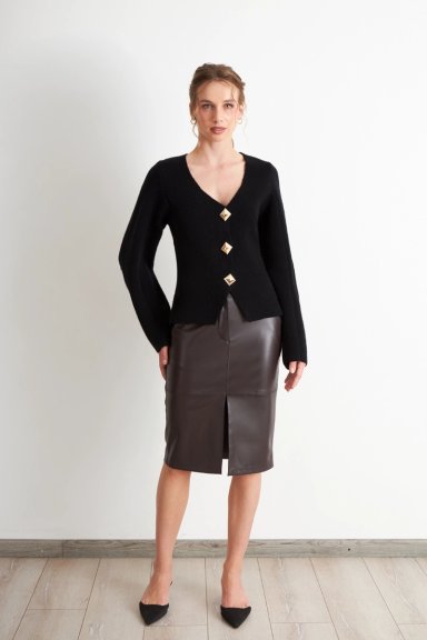 CARDIGAN MANGA GLOBO NEGRO NICOPOLY - 2