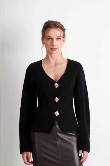 CARDIGAN MANGA GLOBO NEGRO NICOPOLY - 5