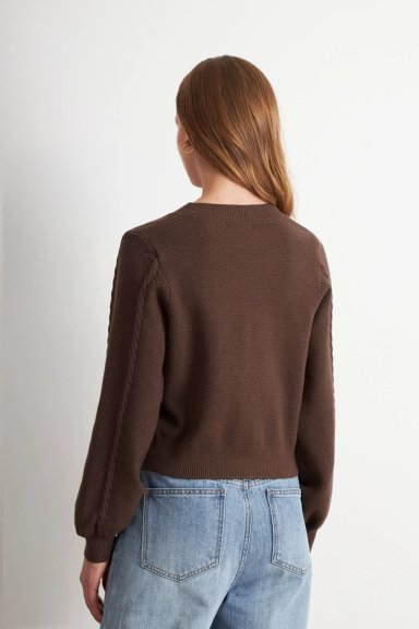 CARDIGAN DISEÑO TRENZADO CAFE  NICOPOLY - 4