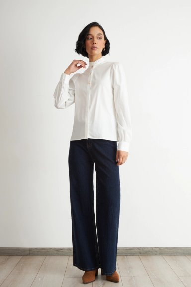 BLUSA CUELLO MAO MANGA GLOBO BLANCO NICOPOLY - 2