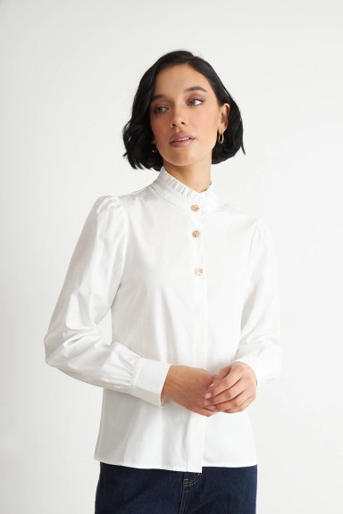 BLUSA CUELLO MAO MANGA GLOBO BLANCO NICOPOLY - 5