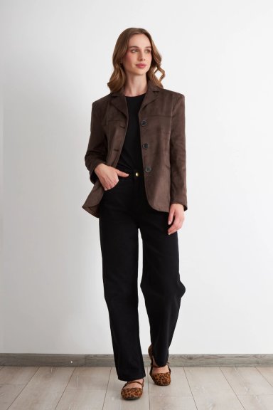 BLAZER OVERSIZE TIPO GAMUZA CAFE  NICOPOLY - 2