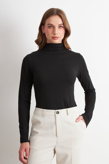POLERA MANGA LARGA CUELLO ALTO NEGRO NICOPOLY - 1