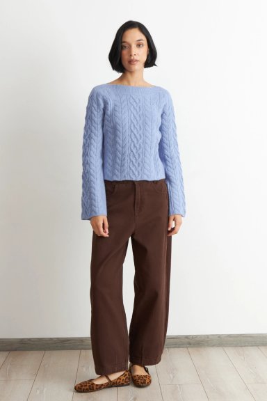 SWEATER CON PATRON TRENZADO CELESTE NICOPOLY - 2