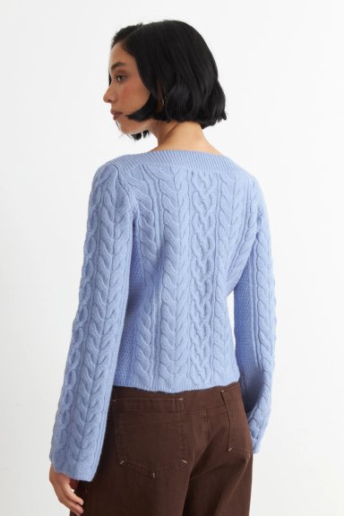 SWEATER CON PATRON TRENZADO CELESTE NICOPOLY - 4