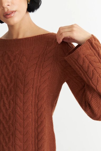 SWEATER CON PATRON TRENZADO MOCCA NICOPOLY - 6