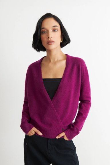 SWEATER CRUZADO CON BOTONES MORADO NICOPOLY - 1