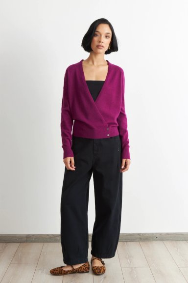 SWEATER CRUZADO CON BOTONES MORADO NICOPOLY - 2