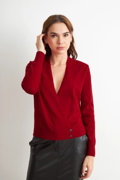 SWEATER CRUZADO CON BOTONES ROJO NICOPOLY - 5