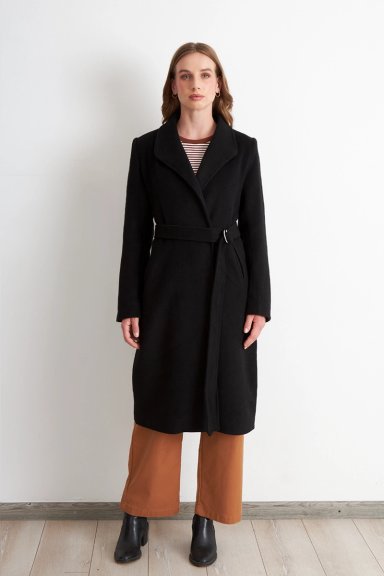 ABRIGO CON CINTURON HEBILLA METALICA NEGRO NICOPOLY - 2
