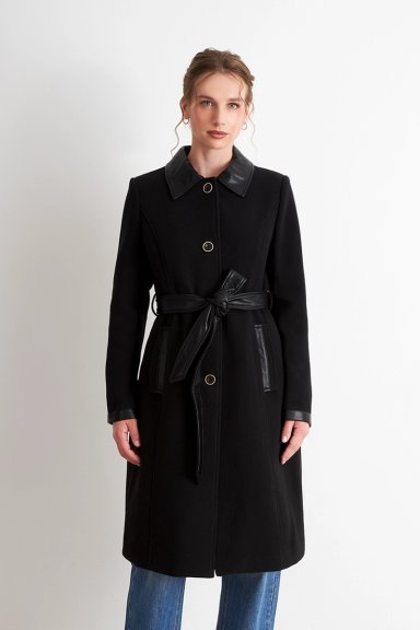 ABRIGO CUELLO CAMISERO NEGRO NICOPOLY - 1