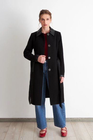 ABRIGO CUELLO CAMISERO NEGRO NICOPOLY - 2