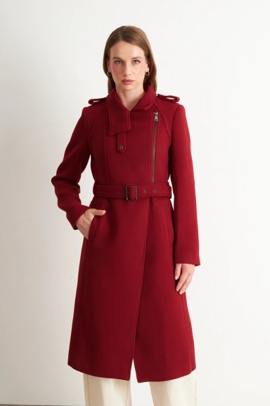 ABRIGO SOLAPA Y CINTURON ROJO NICOPOLY - 1
