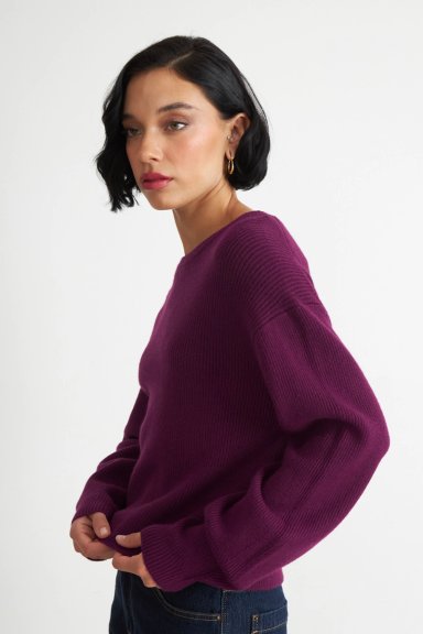 SWEATER JASPEADO CUELLO REDONDO MORADO NICOPOLY - 3