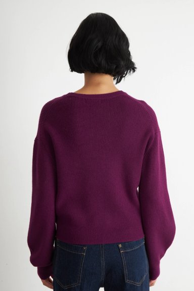 SWEATER JASPEADO CUELLO REDONDO MORADO NICOPOLY - 4