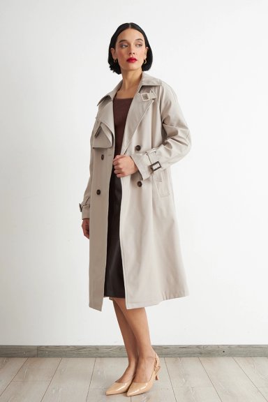 TRENCH CLASICO DOBLE BOTONADURA BEIGE NICOPOLY - 2