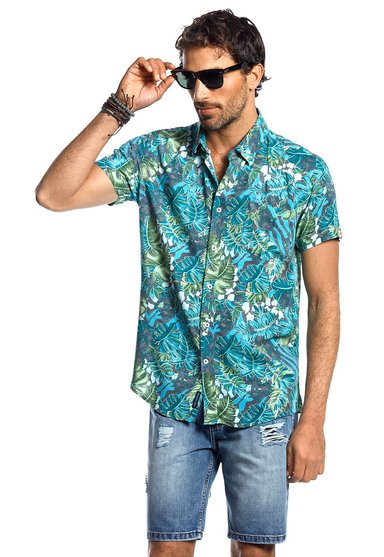 CAMISA MANGA CORTA ESTAMPADA PORTLAND GREEN - 1