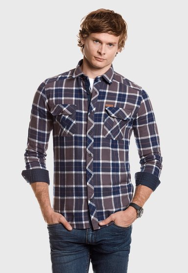 CAMISA CHECKERED INDIANA FJ GRAFITO - 1