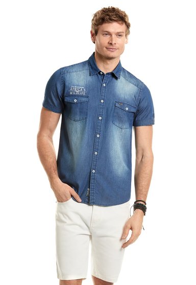 CAMISA DENIM PATCH FJ BLUE - 1