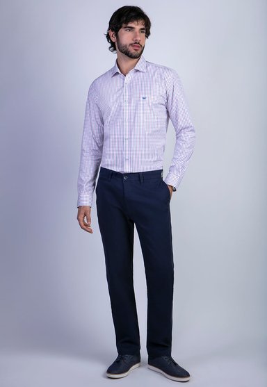 PANTALÓN ALGODÓN HOMBRE FEROUCH BLUE 206000X0223 TWILL WITHOUT PLEATS L/31 DK. - 3
