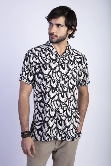 CAMISA ESTAMPADA HOJAS F BLACK - 1
