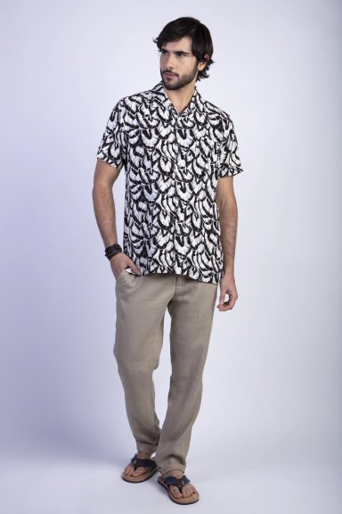 CAMISA ESTAMPADA HOJAS F BLACK - 3