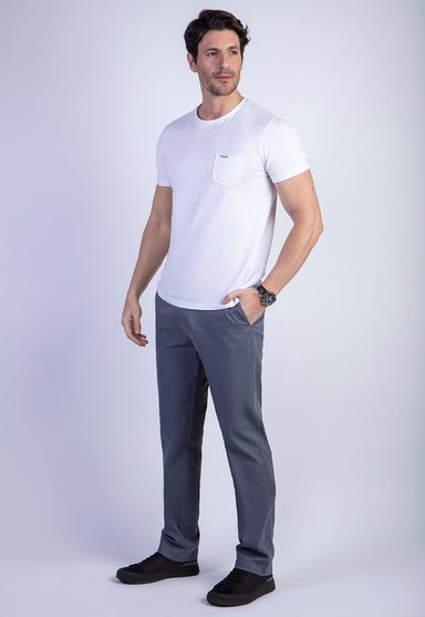PANTALÓN ALGODÓN HOMBRE FEROUCH GRIS 206001X0107 TWILL METAL WITHOUT PLEATS L/33 - 3