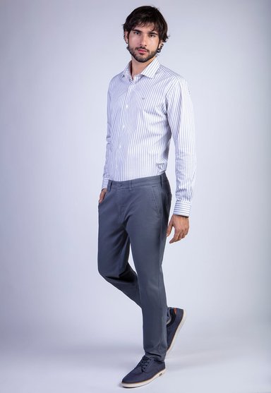 PANTALÓN ALGODÓN HOMBRE FEROUCH GRIS 206002X0107 TWILL METAL SLIM L/31 - 3