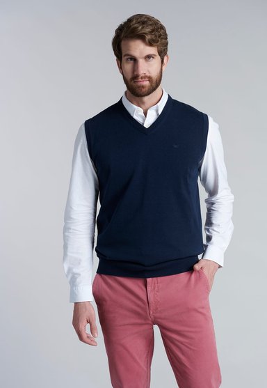 SWEATER SMART CASUAL W/O SLEEVE NAVY - 1