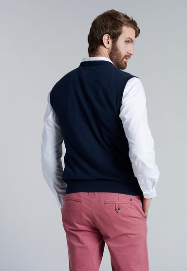 SWEATER SMART CASUAL W/O SLEEVE NAVY - 4
