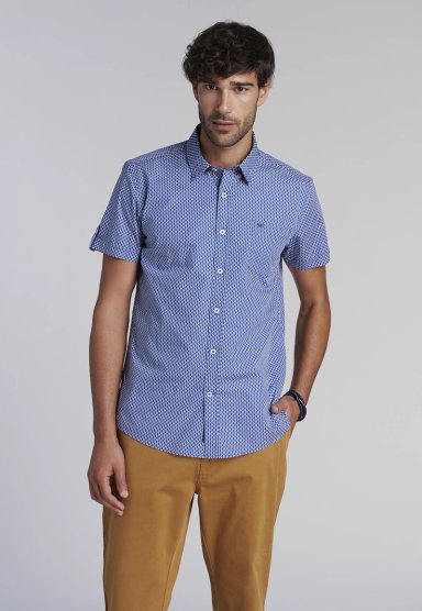 CAMISA ESTAMPADA ROMBO F BLUE - 1