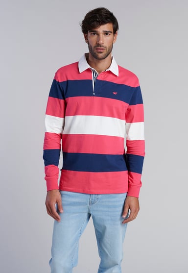 POLERA RUGBY RAYAS NEWARK CORAL - 1