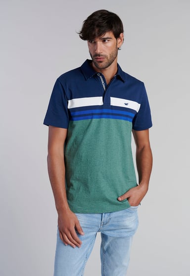 POLERA POLO RAYAS CHICAGO LT GREE MELANGE - 1