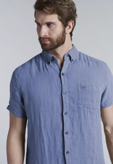 CAMISA LINO LAVADA F NAVY - 3
