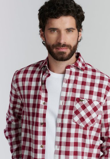 CAMISA ALGODÓN HOMBRE FEROUCH ROJO DENVER FJS BURGUNDY - 3