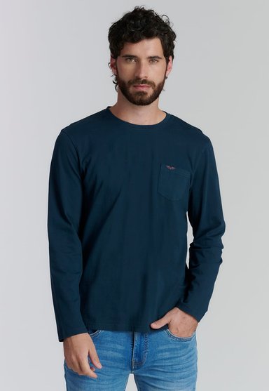 POLERA ALGODÓN HOMBRE FEROUCH AZUL BÁSICA OREGON FR MARINE - 1