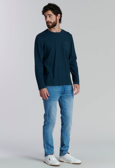 POLERA ALGODÓN HOMBRE FEROUCH AZUL BÁSICA OREGON FR MARINE - 2