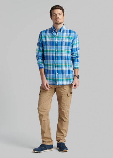 CAMISA LINO CHECK ARVADA BLUE - 2