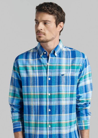 CAMISA LINO CHECK ARVADA BLUE - 3