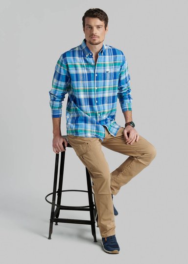 CAMISA LINO CHECK ARVADA BLUE - 5