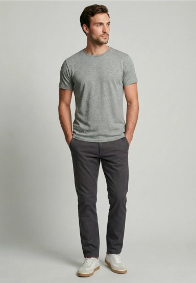 PANTALON TWILL WITHOUT PLEATS L/33 DK GREY - 2
